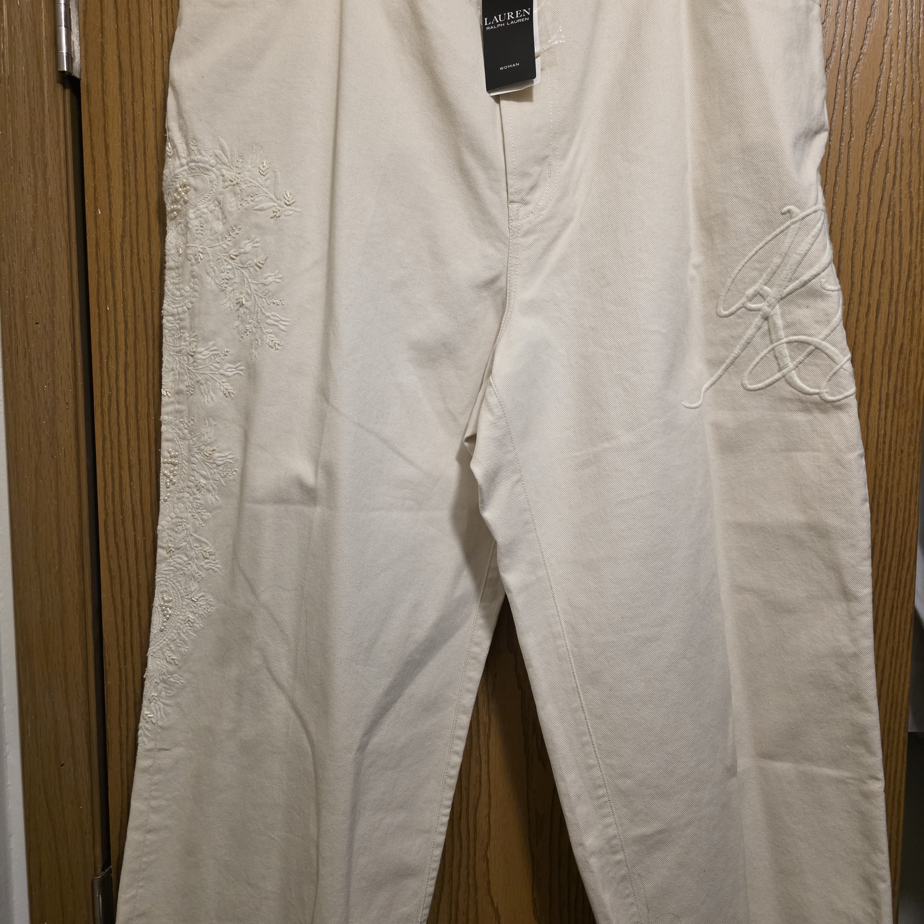 Ralph Lauren Cream Embroidered Women's Pants